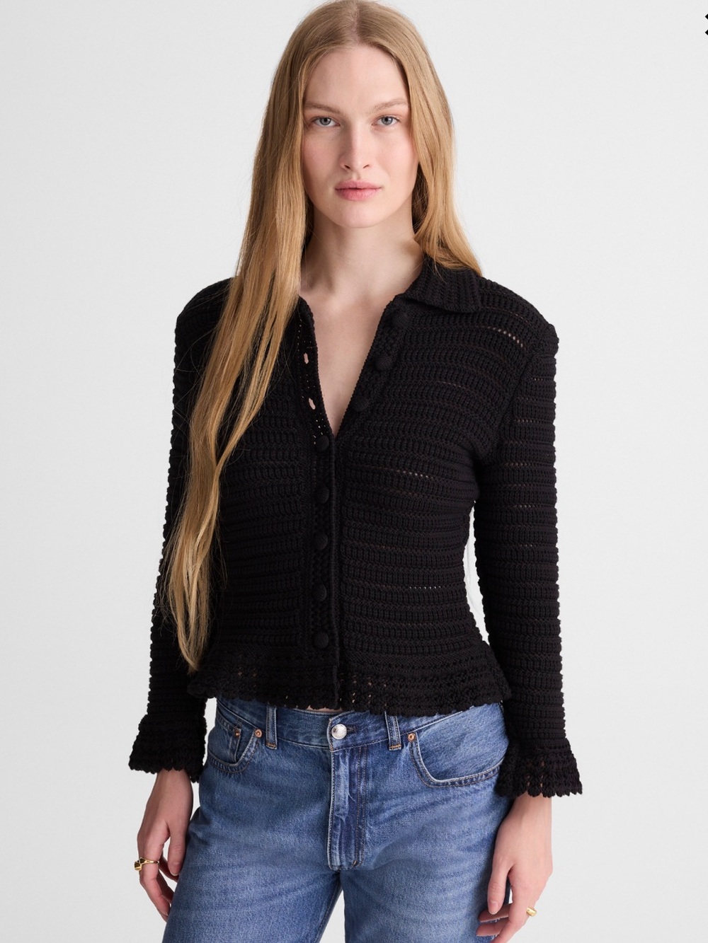 Madewell Pointelle-Knit Peplum Cardigan
